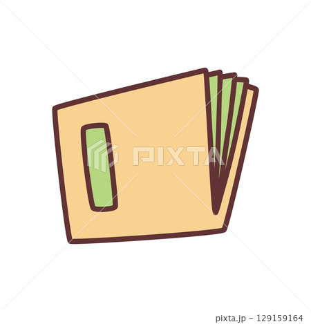 Doodle book or notebook icon hand drawn with thin line and colored 129159164