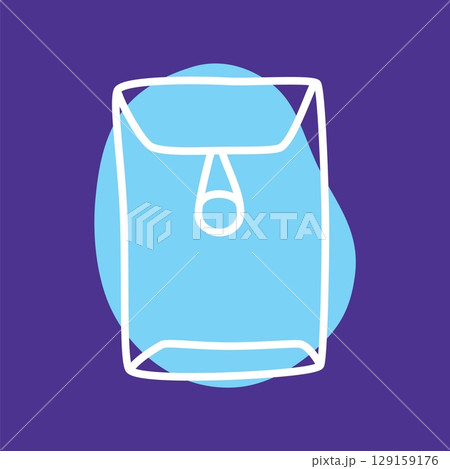Doodle letter envelope icon hand drawn with thin line and a colorful blob 129159176