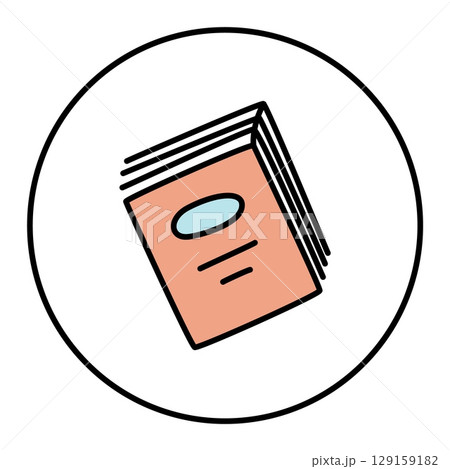 Doodle book icon hand drawn with thin line in minimalistic style and colored 129159182