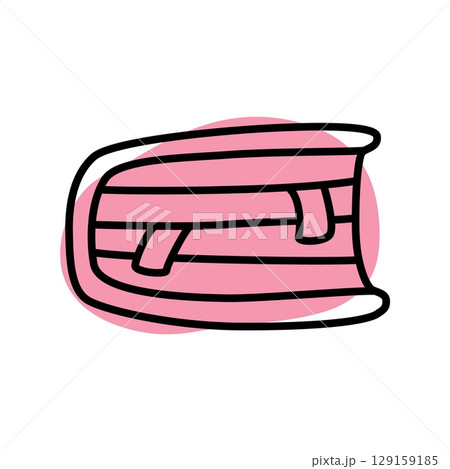 Doodle book with bookmark icon hand drawn with thin line and colored with colorful blob 129159185