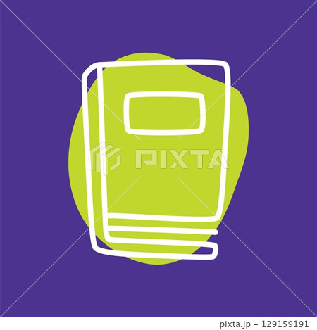 Doodle book icon hand drawn with thin line and colorful blob 129159191