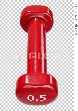 Round vinyl rubber Dumbbell, weightlifting gym equipment top view 129159215