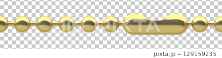 Seamless golden ball chain with lock isolated on white background 129159235