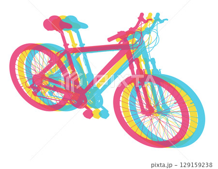 Bicycle in three colors. Mountain sport bike graphic design 129159238