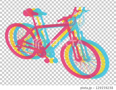 Bicycle in three colors. Mountain sport bike graphic design 129159238