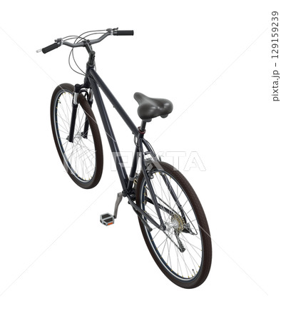 Black bicycle, side top view isolated on white background, 3D illustration 129159239