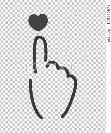 Hand-drawn illustration of a simple human hand touching a heart - Like and SNS image material 129159675
