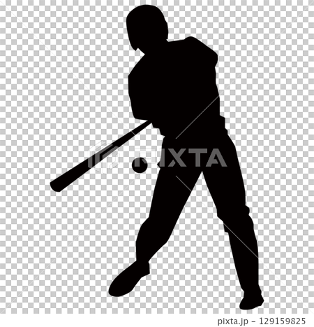 Baseball batter silhouette | Illustration of the moment the ball is hit Vector 129159825