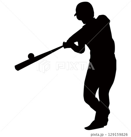 野球バッターのシルエット|ボールを打つ瞬間のイラスト素材 ベクター 野球バッターのシルエット|ボールを打つ瞬間のイラスト素材 ベクター 129159826