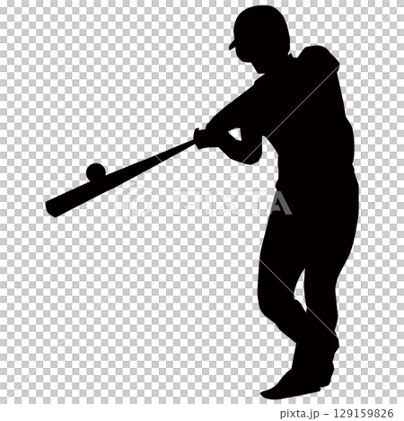野球バッターのシルエット|ボールを打つ瞬間のイラスト素材 ベクター 野球バッターのシルエット|ボールを打つ瞬間のイラスト素材 ベクター 129159826