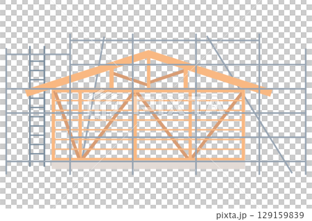 建設中の家のイメージと工事現場のイラスト ベクター 建設中の家のイメージと工事現場のイラスト ベクター 129159839