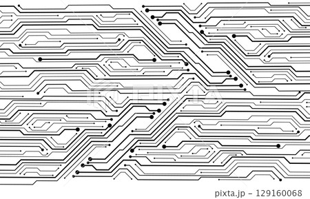 Abstract black circuit board technology connected lines electronics elements computer motherboard chip processor semiconductor digital on white background vector 129160068