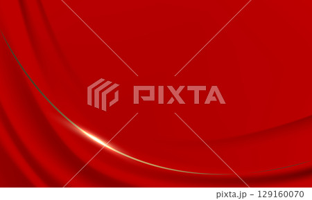 Red fabric wave gold line curve luxury background vector 129160070