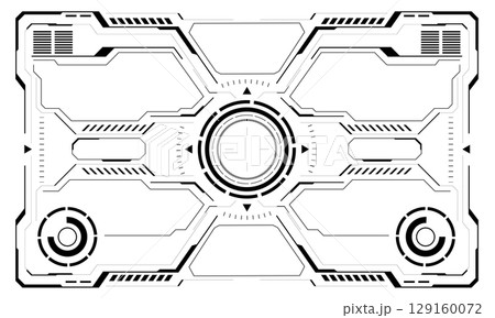 HUD sci-fi interface screen view black circular geometric design virtual futuristic technology creative display on white vector 129160072