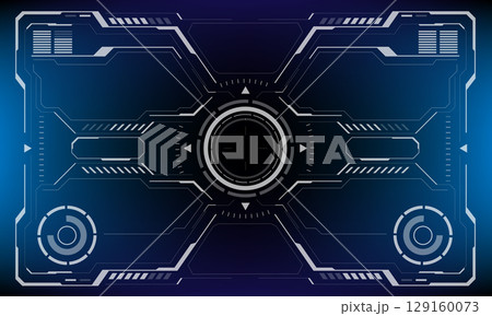 HUD sci-fi interface screen view white circular geometric design virtual futuristic technology creative display on blue vector 129160073