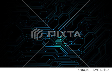 Abstract blue circuit board technology connected lines electronics elements computer motherboard chip processor semiconductor digital on black background vector Abstract blue circuit board technology connected lines electronics elements computer motherboard chip processor semiconductor digital on black background vector 129160102