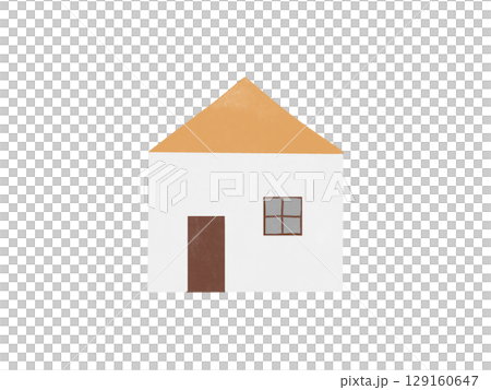 黄色の屋根の家の手描きイラスト 黄色の屋根の家の手描きイラスト 129160647