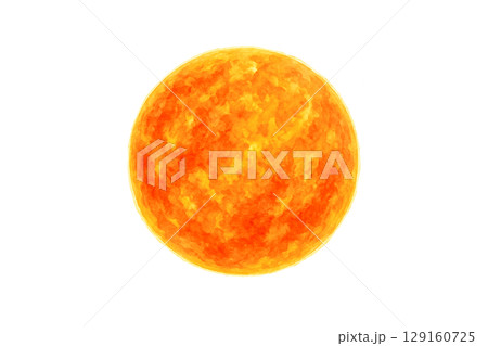 太陽の水彩画：核融合反応の一例,火の玉の背景素材 129160725