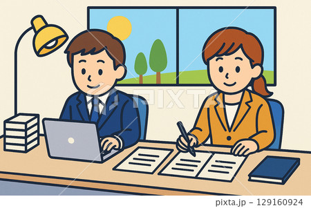 オフィスで仕事する会社員 129160924