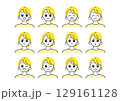 いろいろな表情の女性イラストセット 129161128