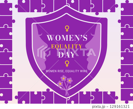 Women rise equality day shield emblem 129161321