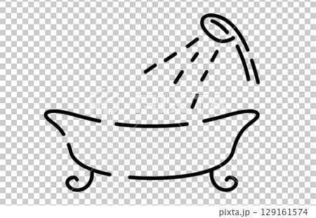 Cute hand-drawn bathtub and shower 129161574