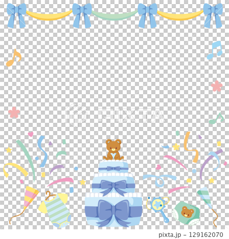 キッズ&ベビー用ベビーシャワーSNSフレームのベクターイラスト素材 キッズ&ベビー用ベビーシャワーSNSフレームのベクターイラスト素材 129162070