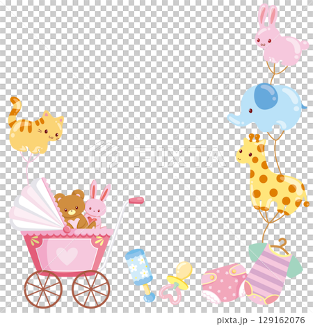 キッズ&ベビー用ベビーシャワーSNSフレームのベクターイラスト素材 キッズ&ベビー用ベビーシャワーSNSフレームのベクターイラスト素材 129162076