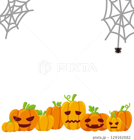キッズ＆ベビー用ハロウィンSNSフレームのベクターイラスト素材 129162082