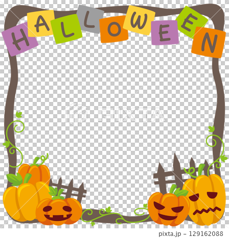 キッズ＆ベビー用ハロウィンSNSフレームのベクターイラスト素材 129162088