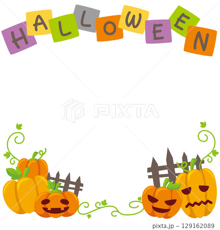 キッズ＆ベビー用ハロウィンSNSフレームのベクターイラスト素材 129162089