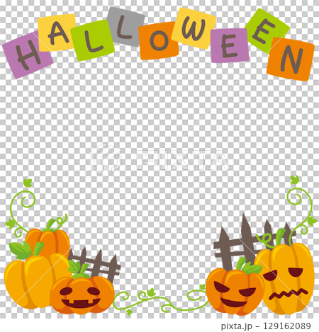 キッズ＆ベビー用ハロウィンSNSフレームのベクターイラスト素材 129162089