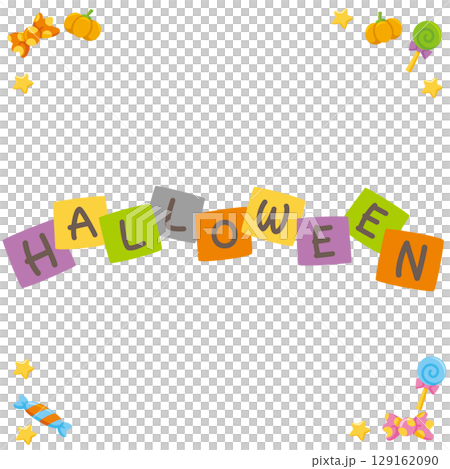 キッズ＆ベビー用ハロウィンSNSフレームのベクターイラスト素材 129162090