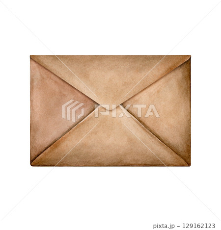 Hand painted watercolor kraft envelope. Good for postcards, invitations, greeting cards, wallpaper, textiles 129162123