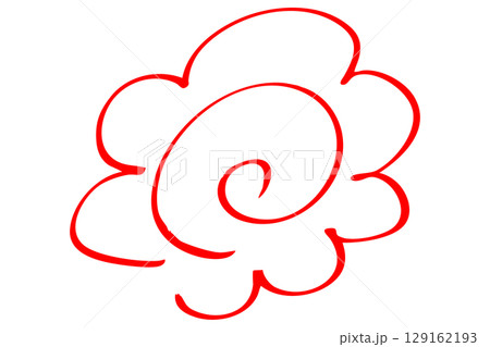 シンプルな手描きの花丸の線画イラスト　ベクター 129162193
