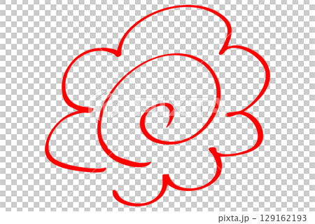 シンプルな手描きの花丸の線画イラスト　ベクター 129162193