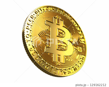 黄金に輝くビットコインの3Dイラストレーション 129162212