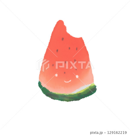 カットしたスイカのかわいいイラスト 顔あり カットしたスイカのかわいいイラスト 顔あり 129162219