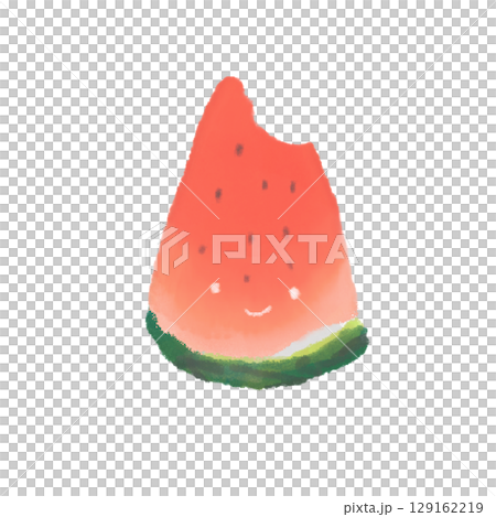 カットしたスイカのかわいいイラスト 顔あり カットしたスイカのかわいいイラスト 顔あり 129162219