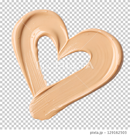Swatch of liquid foundation shaped into perfect heart, makeup artistry concept isolated on transparent background Swatch of liquid foundation shaped into perfect heart, makeup artistry concept isolated on transparent background 129162503