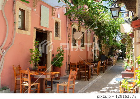 cosy street of Rethymno, Crete, Greece 129162578