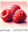 red raspberries on light pink background 129162798