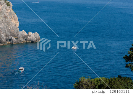 View of the Lakones area on the island of Corfu, Ionian Sea, Greece 129163111