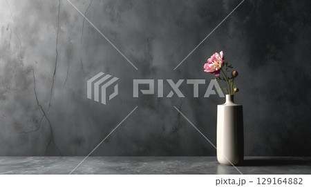 一輪の花が映えるシンプルな花瓶 一輪の花が映えるシンプルな花瓶 129164882