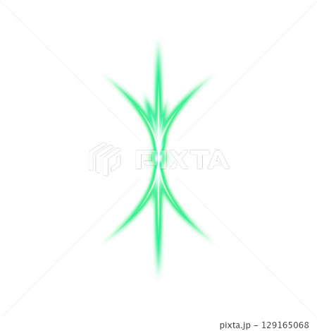 透明背景の緑色対称光フレア 129165068