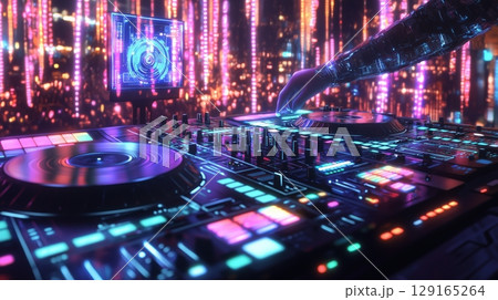 未来のDJとAIによる光の演出 129165264