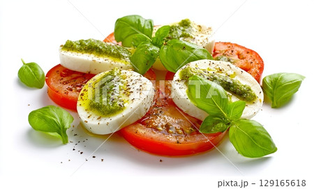 Fresh Caprese Salad with Mozzarella and Tomatoes 129165618