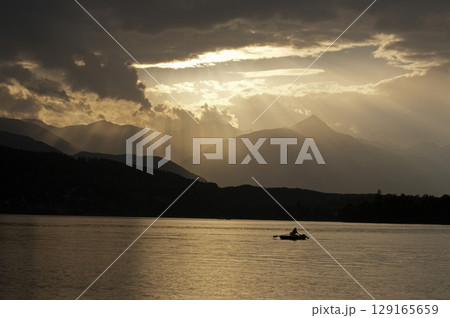 Stormy atmosphere at Lake Millstatt, Carinthia, Austria 129165659