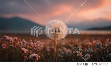 Serene Dandelion Field at Sunset Serene Dandelion Field at Sunset 129165857