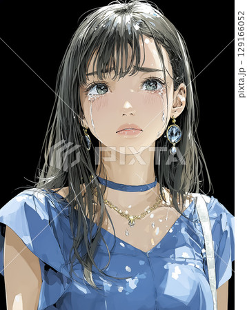 涙を流すビジネスウーマンのイラスト素材 129166052